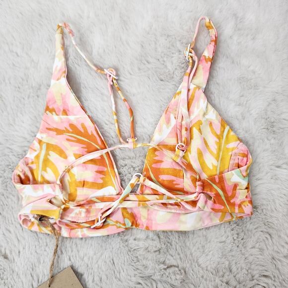 NEW Stone Fox Swim Daya Bikini Swim Top in Hot Tropix Pink Orange - Picture 8 of 12